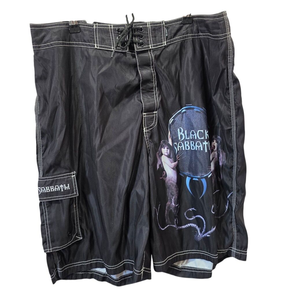 Vintage Dragonfly Black Sabbath Board Shorts Y2K Reunion Ozzy Osbourne Rock Mens